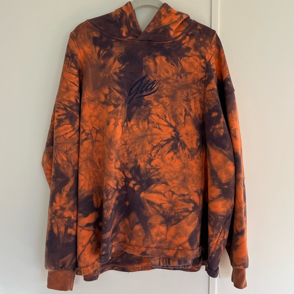 i am gia orange/purple tie dyed hooded sweatshirt